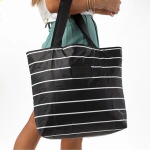 ALOHA Collection Pinstripe Tote Bag - Black, White